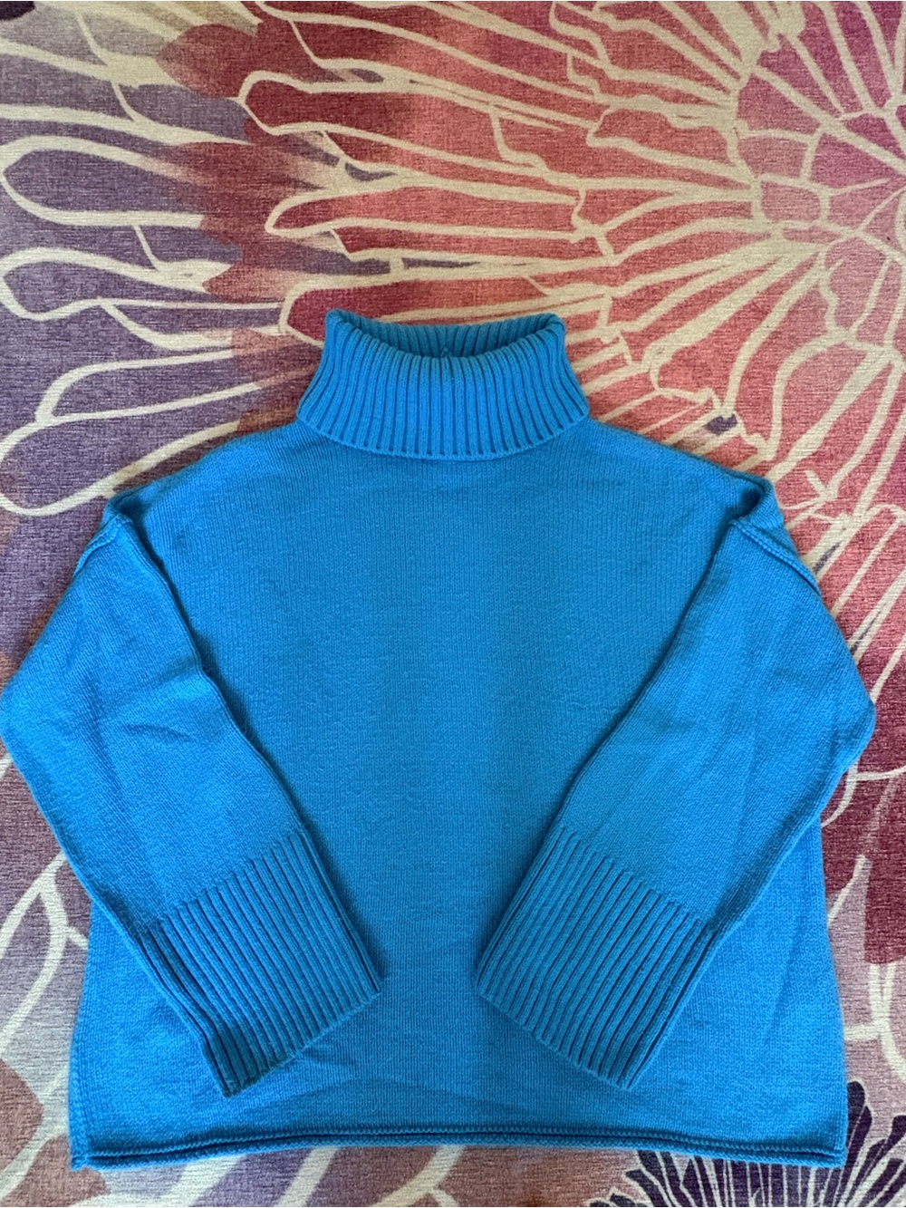 Topshop Bright Blue Ribbed Turtleneck Sweater